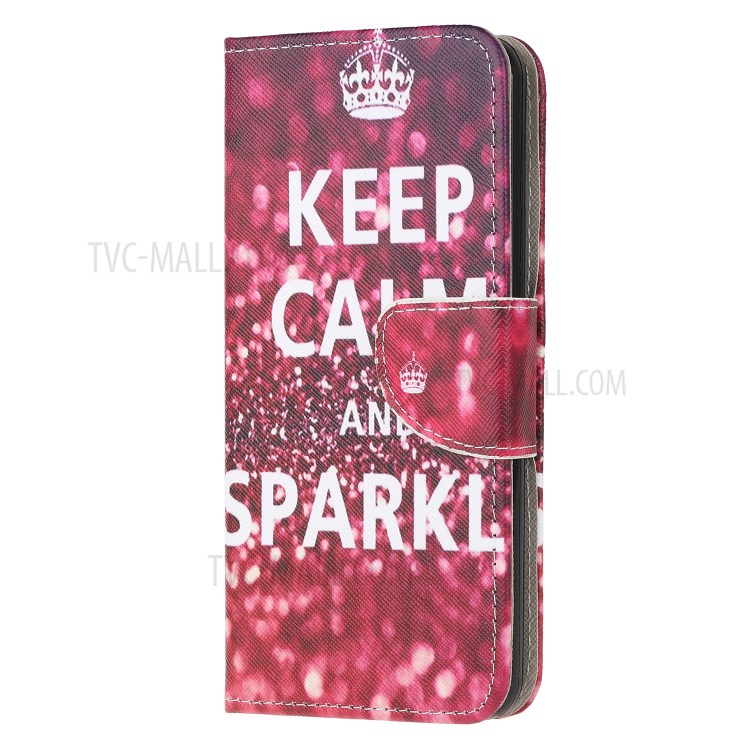 Pattern Printing Wallet Flip Leather Phone Cover for Samsung Galaxy M31 - Keep Calm and Sparkle-2