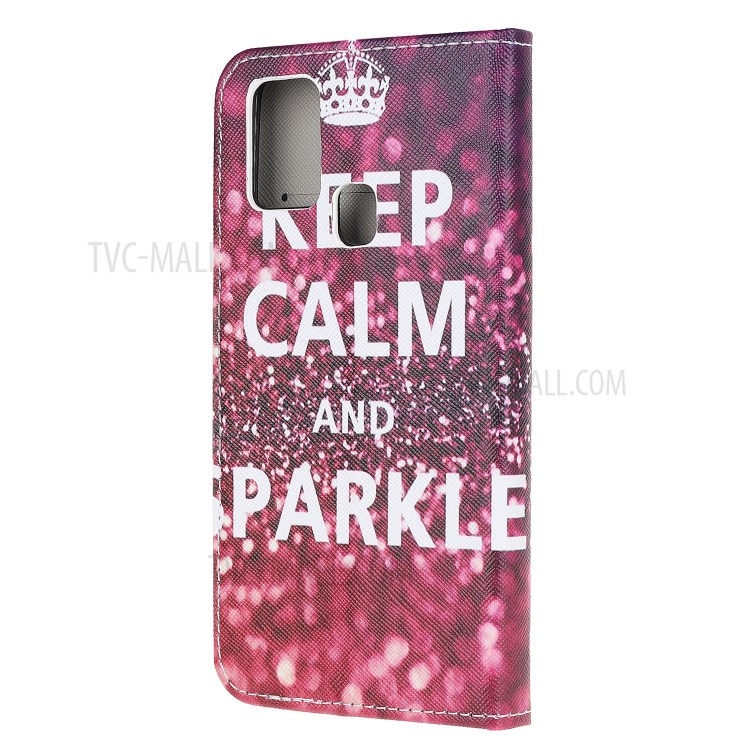 Pattern Printing Wallet Flip Leather Phone Cover for Samsung Galaxy M31 - Keep Calm and Sparkle-3