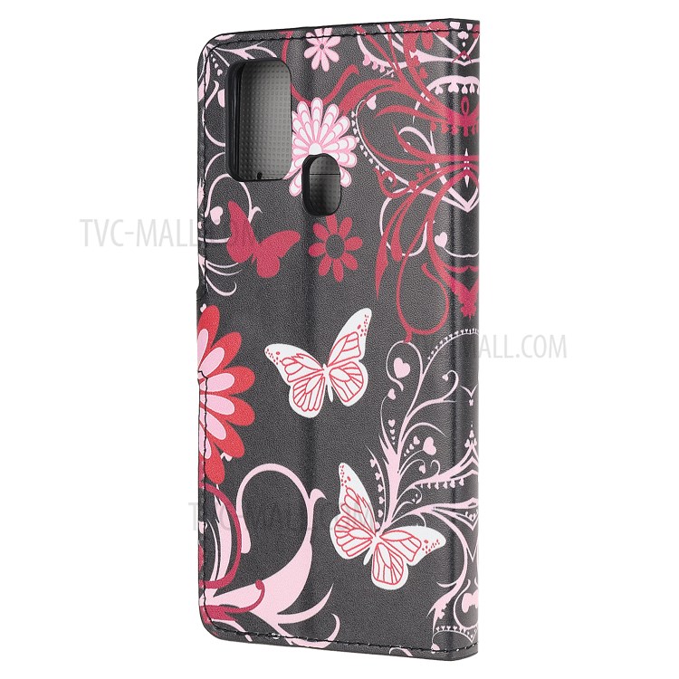 Pattern Printing PU Leather Wallet Stand Phone Cover for Samsung Galaxy M31 - Flowers and Butterflies-3