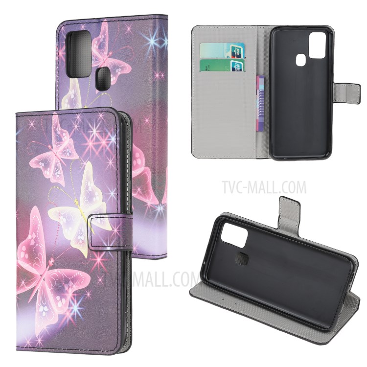 Pattern Printing PU Leather Wallet Stand Phone Cover for Samsung Galaxy M31 - Beautiful Butterflies-1