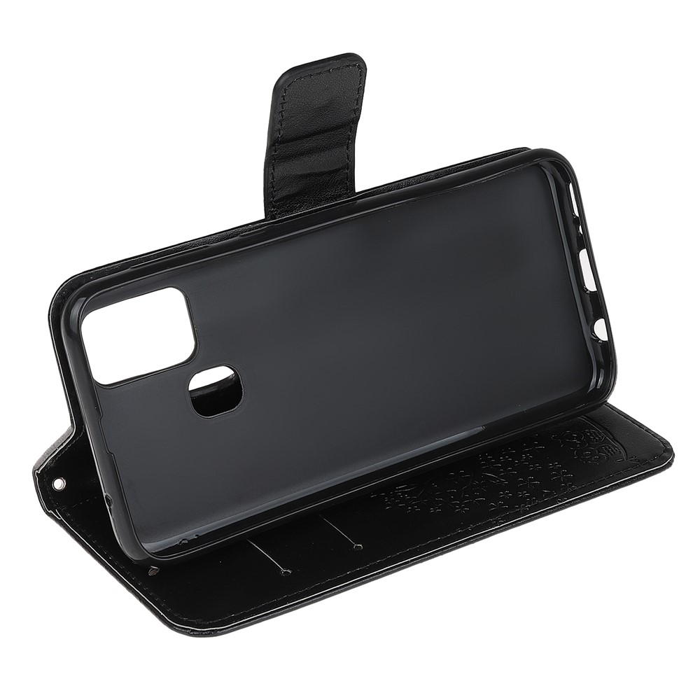 Imprint Tree Owl Leather Stylish Wallet Stand Case for Samsung Galaxy M21/M30s - Black-4