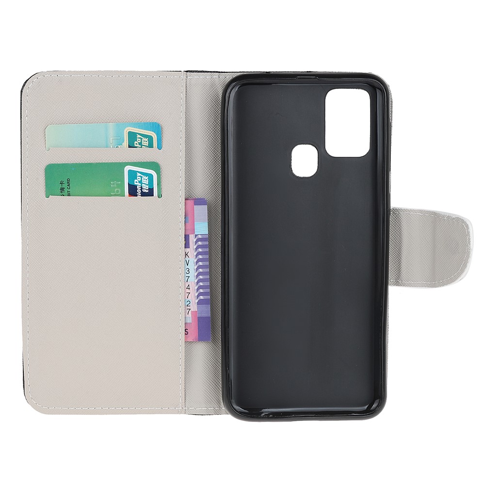 Cross Texture Pattern Printing Leather Wallet Phone Cover with Strap for Samsung Galaxy A21s - Vigilant Bear-6