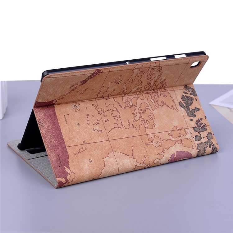 Map Pattern Printing Cool Leather Tablet Cover for Samsung Galaxy Tab S6 Lite P610 - Brown-10