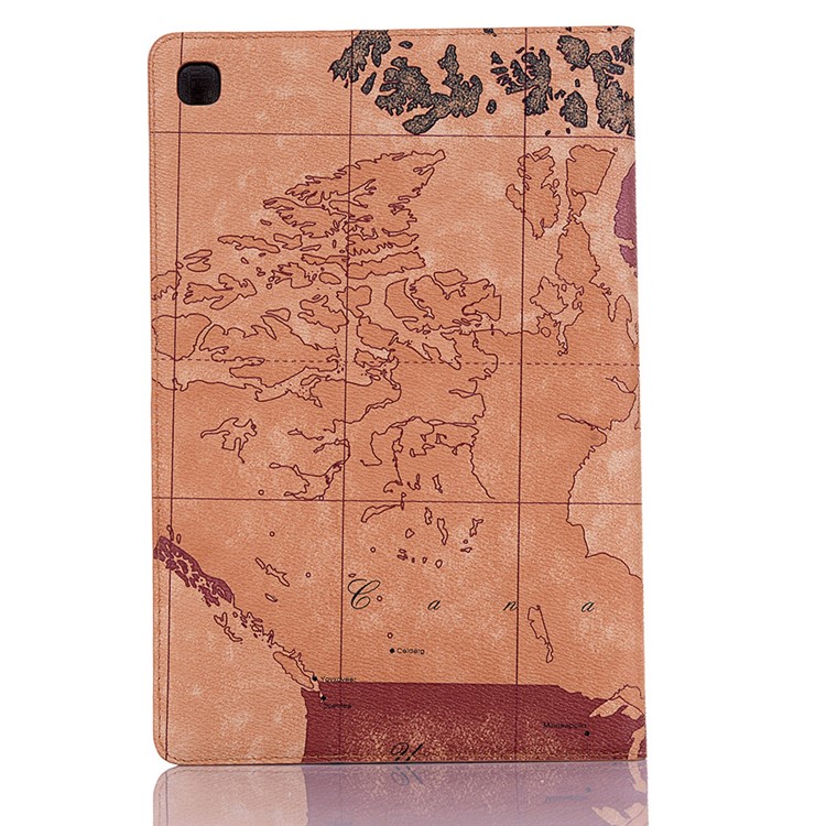 Map Pattern Printing Cool Leather Tablet Cover for Samsung Galaxy Tab S6 Lite P610 - Brown-2