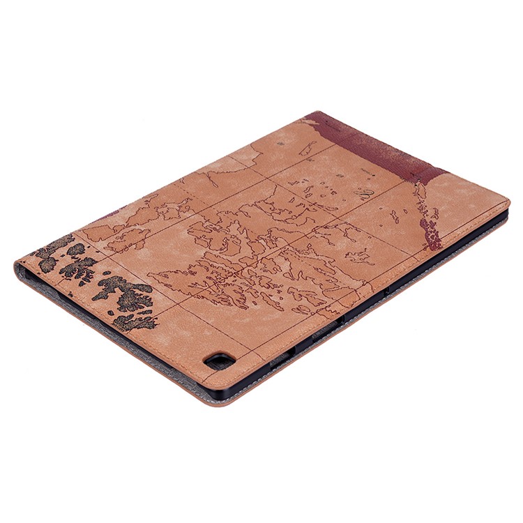 Map Pattern Printing Cool Leather Tablet Cover for Samsung Galaxy Tab S6 Lite P610 - Brown-6