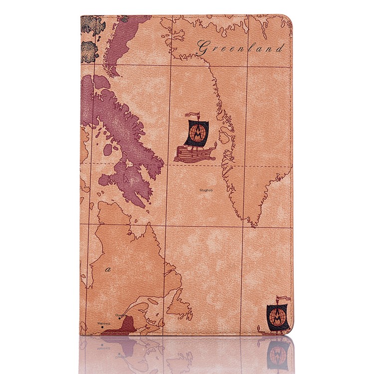 Map Pattern Printing Cool Leather Tablet Cover for Samsung Galaxy Tab S6 Lite P610 - Brown-7