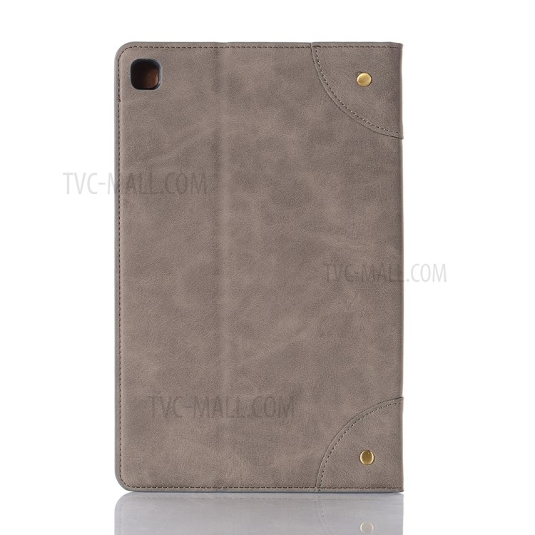 Retro Book Pattern Leather Smart Tablet Case for Samsung Galaxy Tab S6 Lite P610 - Grey-3