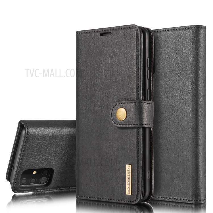 DG.MING for Samsung Galaxy A51 5G SM-A516 Detachable 2-in-1 PC Back Cover + Split Leather Case - Black-9