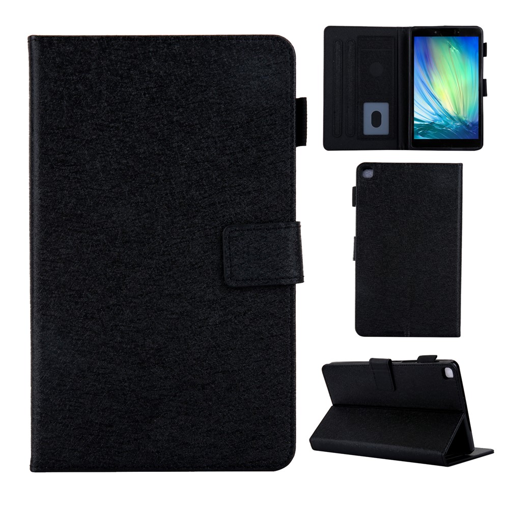 Linhas Concha Legal Textura De Couro Comprimido Para Samsung Galaxy Guia Um 8.0 Wi-Fi (2019) SM-T290 - Preto-1