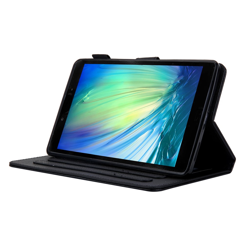 Linhas Concha Legal Textura De Couro Comprimido Para Samsung Galaxy Guia Um 8.0 Wi-Fi (2019) SM-T290 - Preto-4