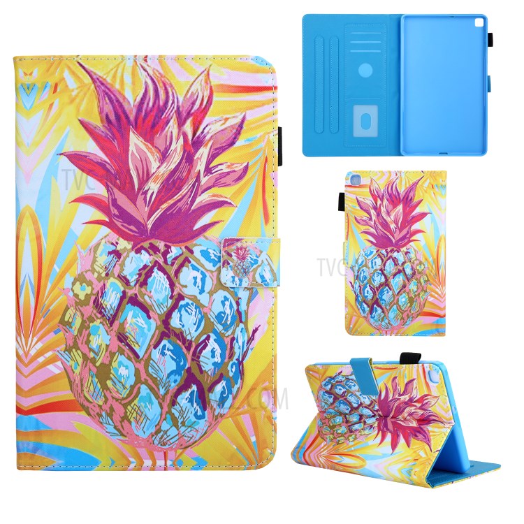 Pattern Printing Leather Card Holder Tablet Protective Case for Samsung Galaxy Tab A 8.0 Wi-Fi (2019) SM-T290 - Pineapple-1