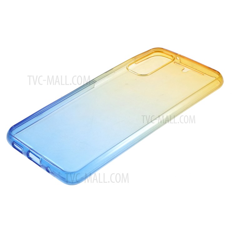 Gradient Color All-wrapped 2-Piece TPU Mobile Case for Samsung Galaxy S20 - Yellow / Blue-6