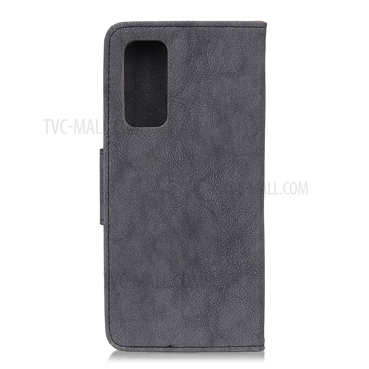 Vintage Style Wallet Leather Stand Case for Samsung Galaxy Note 20 - Grey-3