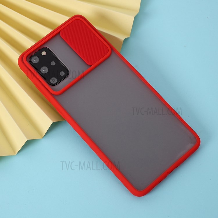 Matter PC + TPU Telefonkasten Mit Rutsche Kameraabdeckung Für Samsung-Galaxie S20 Plus - Rot-1