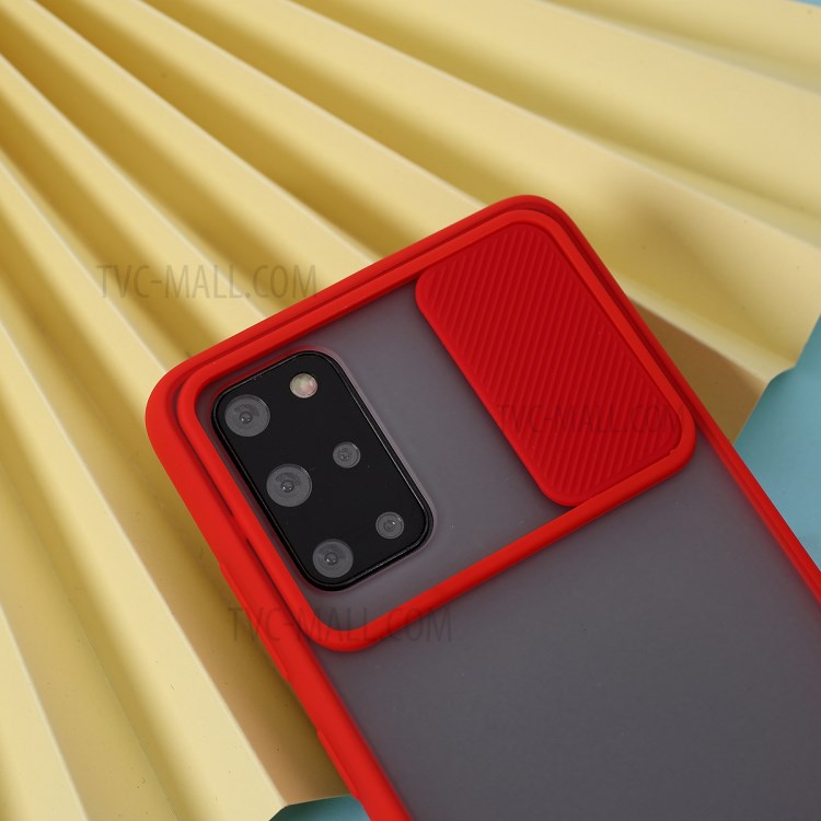 Matter PC + TPU Telefonkasten Mit Rutsche Kameraabdeckung Für Samsung-Galaxie S20 Plus - Rot-2