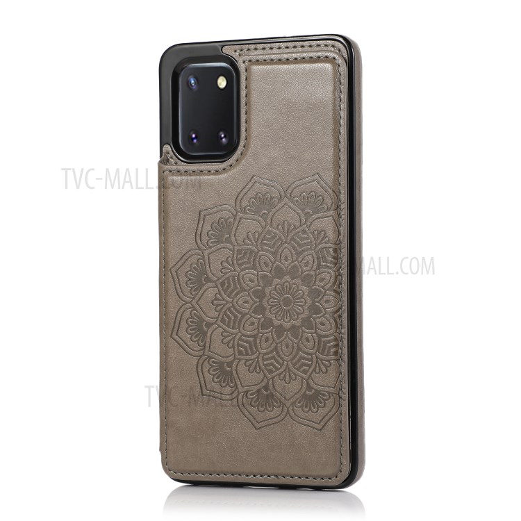 Imprint Mandala Flower PU Leather + TPU Shell for Samsung Galaxy Note 10 Lite/Galaxy A81 - Grey-1