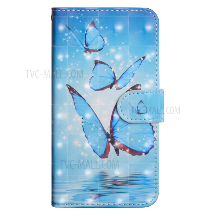 Light Spot Decor Patterned Leather Wallet Case for Samsung Galaxy J2 Core (2020) - Blue Butterfly-2