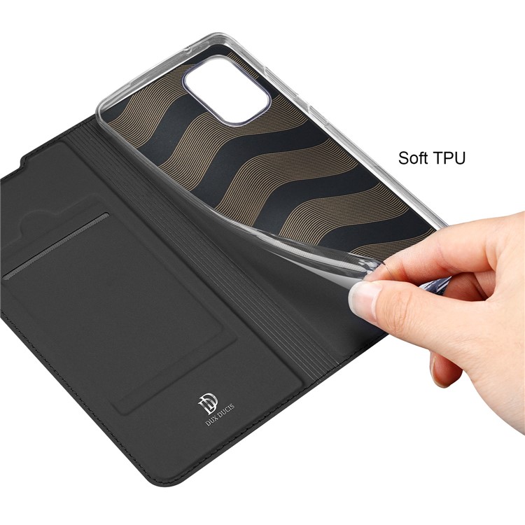 Dux Ducis Skin Pro Series Card Slot Silky Touch Surface PU Leder Telefonabdeckung Für Samsung Galaxy A41 (globale Version) - Schwarz