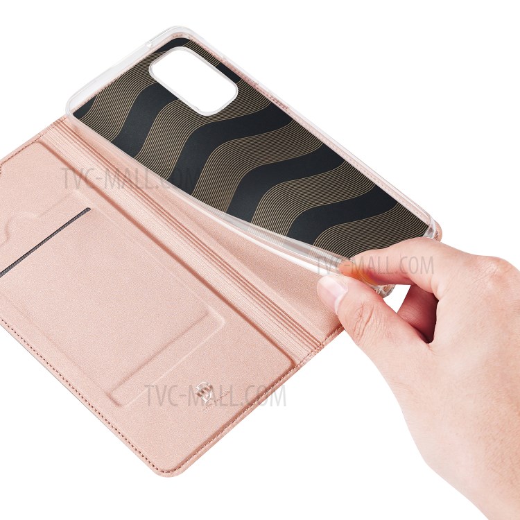 DUX DUCIS Skin Pro Series Card Slot PU Leather Phone Cover for Samsung Galaxy A41 (Global Version) - Rose Gold-7