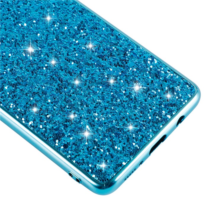 Frame TPU Elettroplatante in Polvere Glitter + Guscio Per PC Per Samsung Galaxy A91/Galaxy S10 Lite - Blu