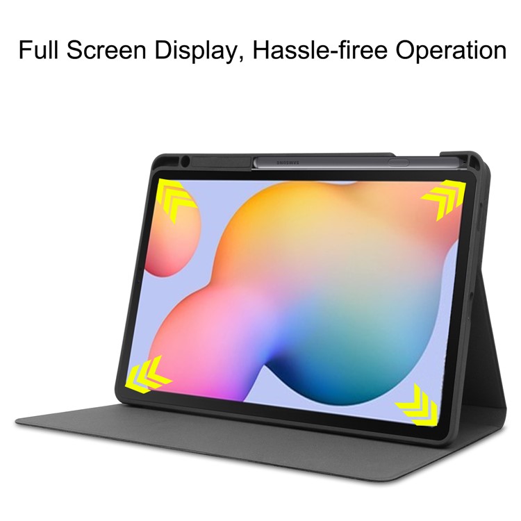 Textured PU Leather Stand Smart Tablet Case with Pen Slot for Samsung Galaxy Tab S6 Lite - Black-5