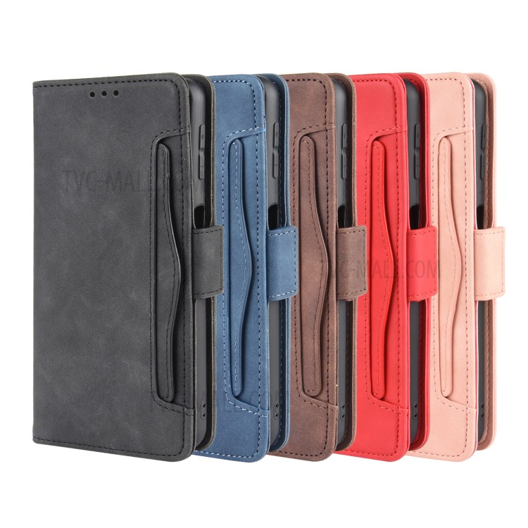 Multiple Card Slots Stand Leather Cell Phone Cover for Samsung Galaxy A7 (2018) - Black-13