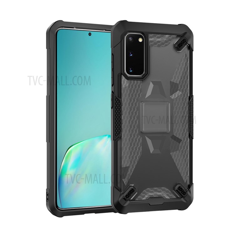 Robot Series Shockproof Anti-dropping TPU Phone Case for Samsung Galaxy S20 - Black/Transparent Grey-1