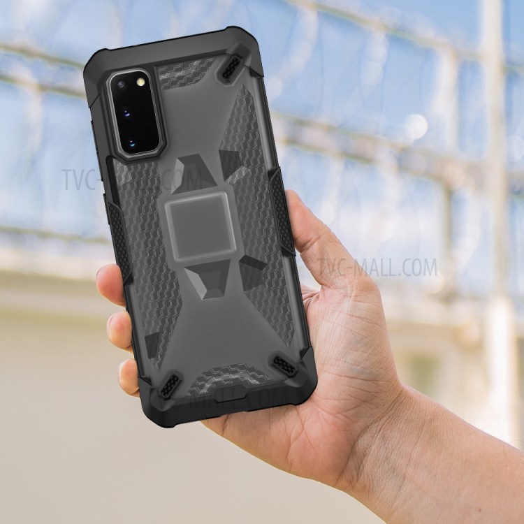 Robot Series Shockproof Anti-dropping TPU Phone Case for Samsung Galaxy S20 - Black/Transparent Grey-12