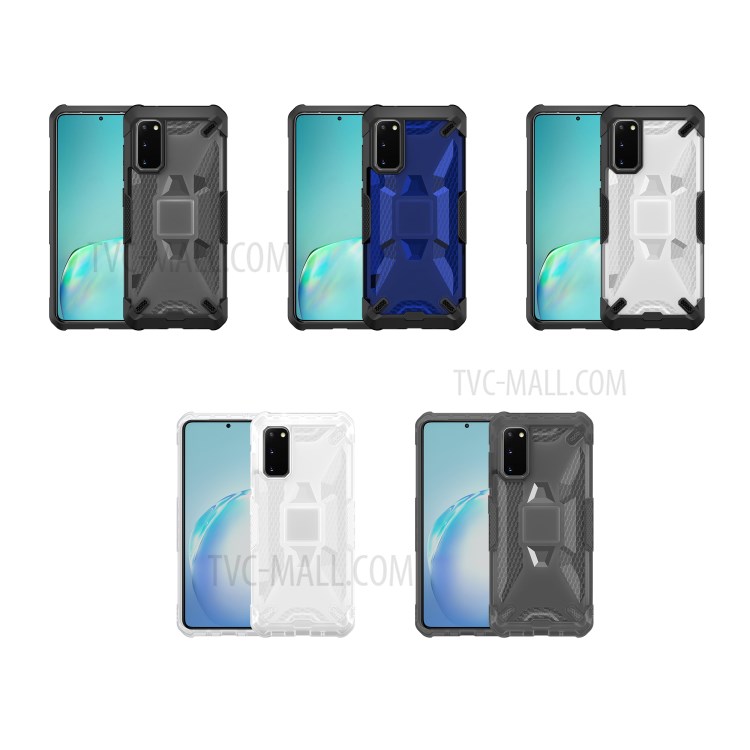 Robot Series Shockproof Anti-dropping TPU Phone Case for Samsung Galaxy S20 - Black/Transparent Grey-14
