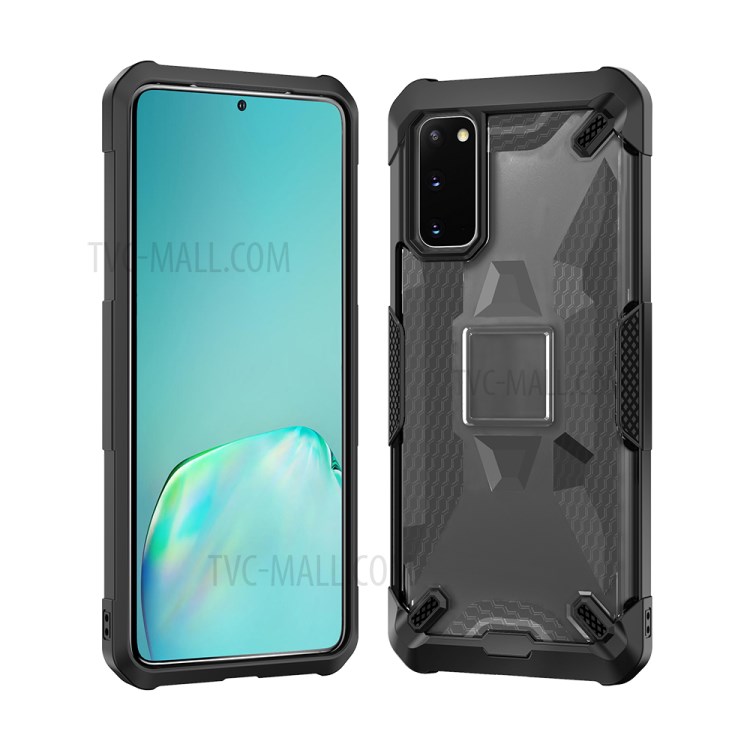 Robot Series Shockproof Anti-dropping TPU Phone Case for Samsung Galaxy S20 - Black/Transparent Grey-2