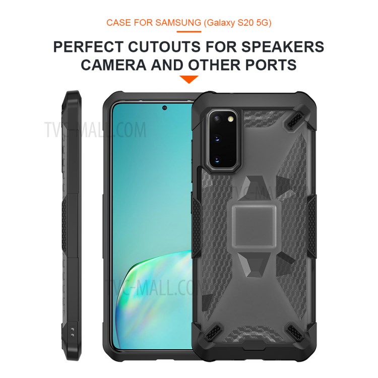 Robot Series Shockproof Anti-dropping TPU Phone Case for Samsung Galaxy S20 - Black/Transparent Grey-3