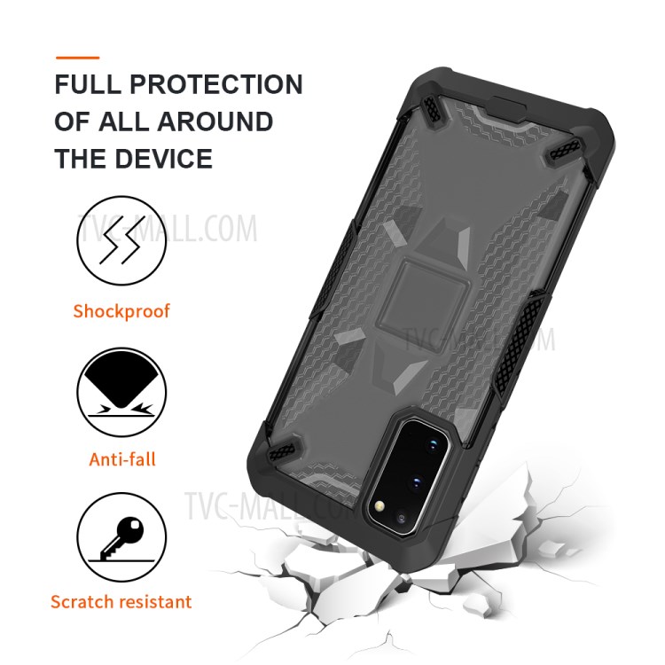 Robot Series Shockproof Anti-dropping TPU Phone Case for Samsung Galaxy S20 - Black/Transparent Grey-5