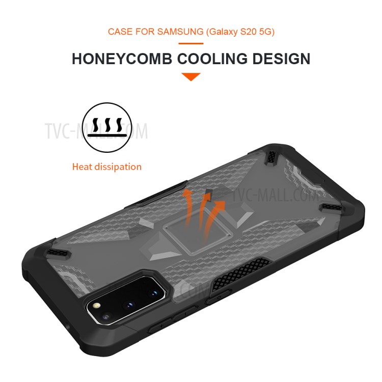 Robot Series Shockproof Anti-dropping TPU Phone Case for Samsung Galaxy S20 - Black/Transparent Grey-6