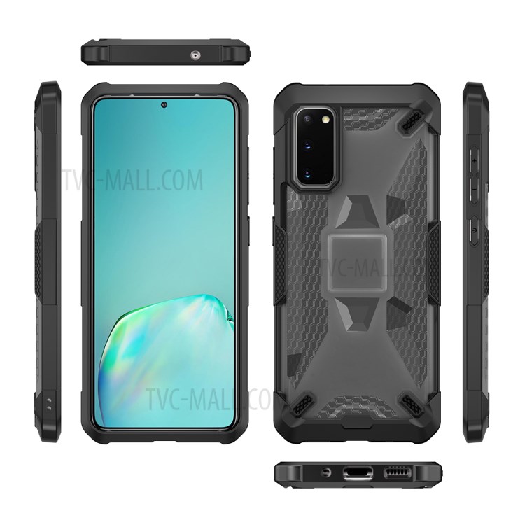 Robot Series Shockproof Anti-dropping TPU Phone Case for Samsung Galaxy S20 - Black/Transparent Grey-9