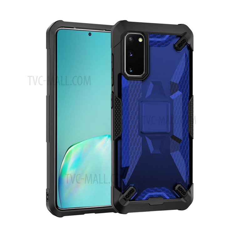 Robot Series Shockproof Anti-dropping TPU Phone Case for Samsung Galaxy S20 - Black/Transparent Blue-1
