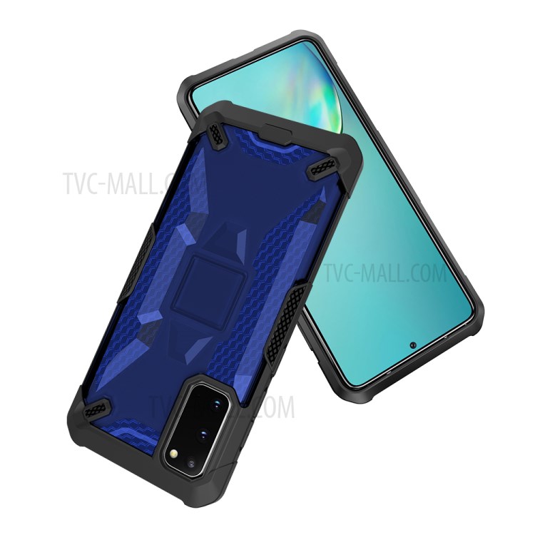 Robot Series Shockproof Anti-dropping TPU Phone Case for Samsung Galaxy S20 - Black/Transparent Blue-10