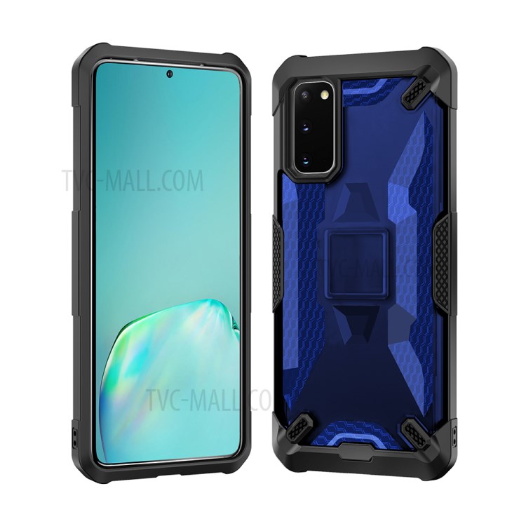 Robot Series Shockproof Anti-dropping TPU Phone Case for Samsung Galaxy S20 - Black/Transparent Blue-2
