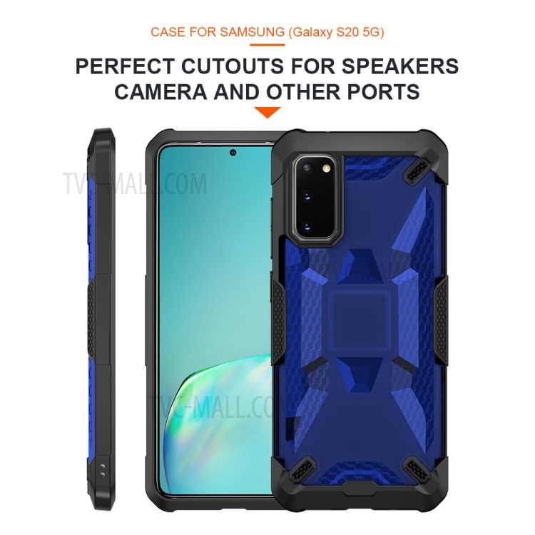 Robot Series Shockproof Anti-dropping TPU Phone Case for Samsung Galaxy S20 - Black/Transparent Blue-3