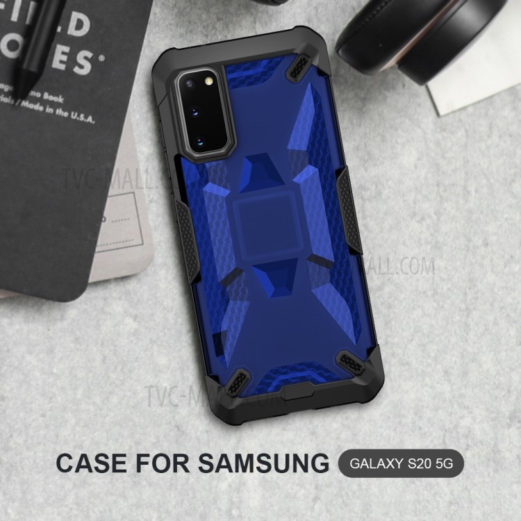 Robot Series Shockproof Anti-dropping TPU Phone Case for Samsung Galaxy S20 - Black/Transparent Blue-4