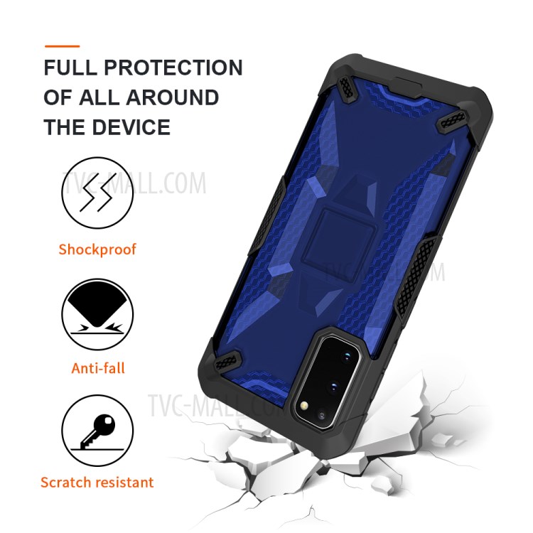Robot Series Shockproof Anti-dropping TPU Phone Case for Samsung Galaxy S20 - Black/Transparent Blue-5