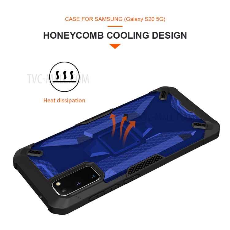 Robot Series Shockproof Anti-dropping TPU Phone Case for Samsung Galaxy S20 - Black/Transparent Blue-6