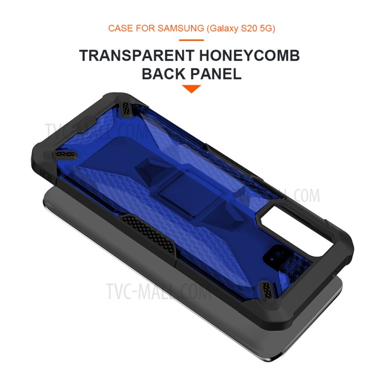 Robot Series Shockproof Anti-dropping TPU Phone Case for Samsung Galaxy S20 - Black/Transparent Blue-8