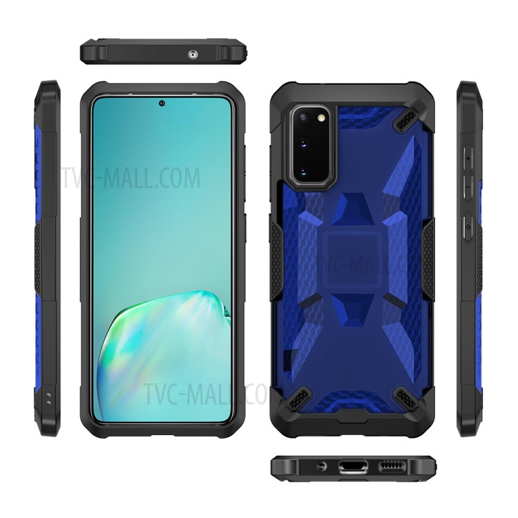 Robot Series Shockproof Anti-dropping TPU Phone Case for Samsung Galaxy S20 - Black/Transparent Blue-9