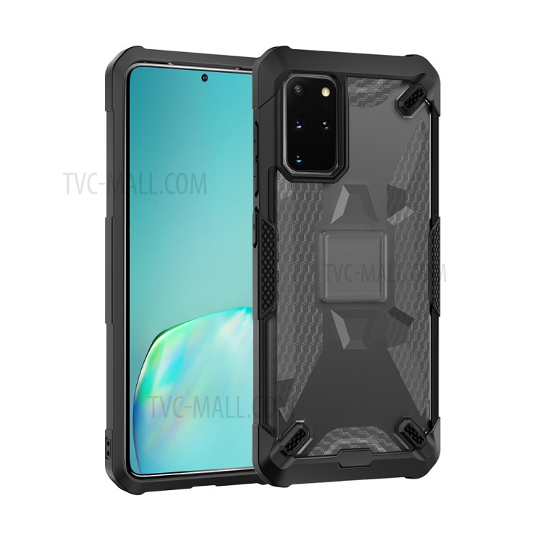 Robot Series Shockproof Anti-dropping TPU Phone Shell for Samsung Galaxy S20 Plus - Black/Transparent Grey-1