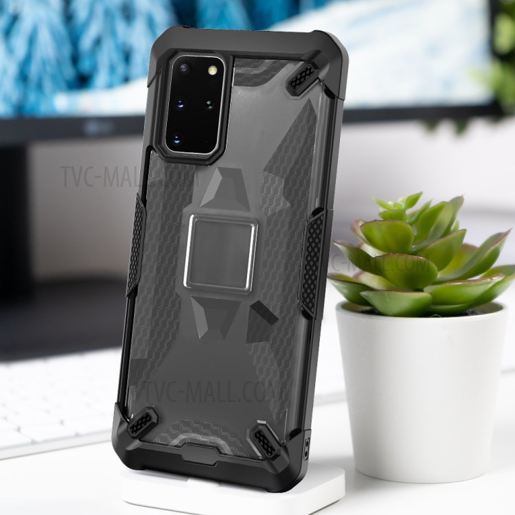Robot Series Shockproof Anti-dropping TPU Phone Shell for Samsung Galaxy S20 Plus - Black/Transparent Grey-11