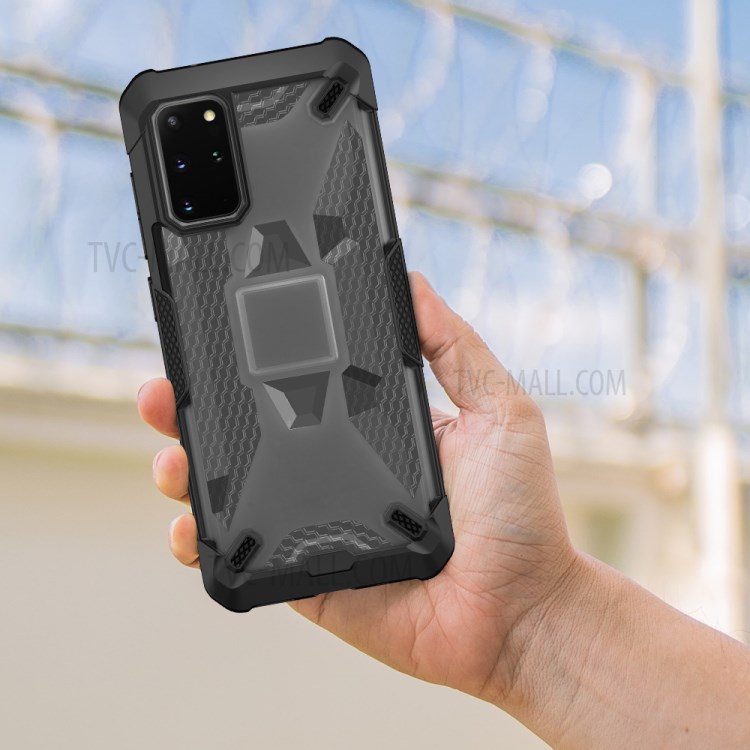 Robot Series Shockproof Anti-dropping TPU Phone Shell for Samsung Galaxy S20 Plus - Black/Transparent Grey-12