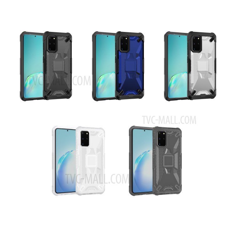 Robot Series Shockproof Anti-dropping TPU Phone Shell for Samsung Galaxy S20 Plus - Black/Transparent Grey-14