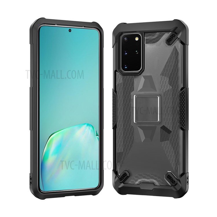 Robot Series Shockproof Anti-dropping TPU Phone Shell for Samsung Galaxy S20 Plus - Black/Transparent Grey-2