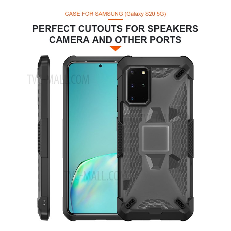 Robot Series Shockproof Anti-dropping TPU Phone Shell for Samsung Galaxy S20 Plus - Black/Transparent Grey-3