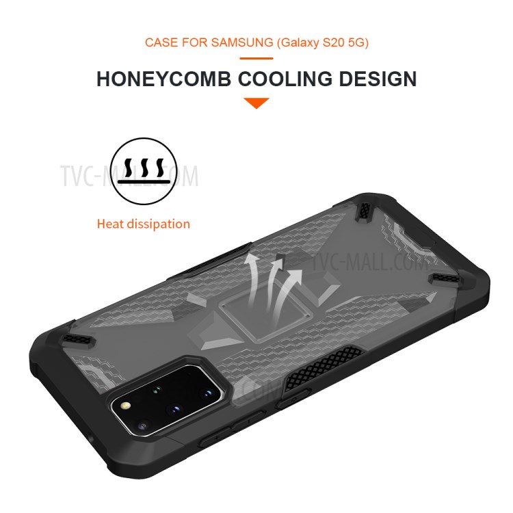 Robot Series Shockproof Anti-dropping TPU Phone Shell for Samsung Galaxy S20 Plus - Black/Transparent Grey-6